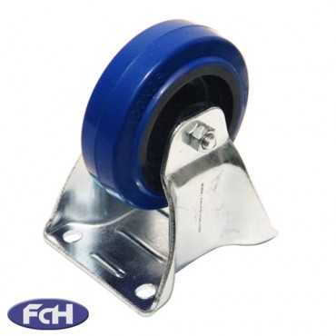 100mm Fixed Castor with Blue Rubber Wheel