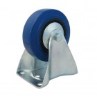 80mm Fixed Castor with Blue Rubber Wheel