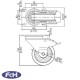 100mm Braked Swivel Castor with Blue Rubber Wheel