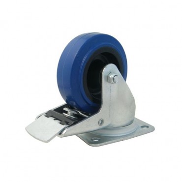 80mm Braked Castor with Blue Rubber Wheel