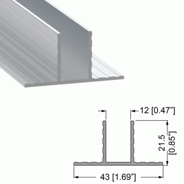 Dividing Wall Aluminium Channel for 12mm Panels (2mts)